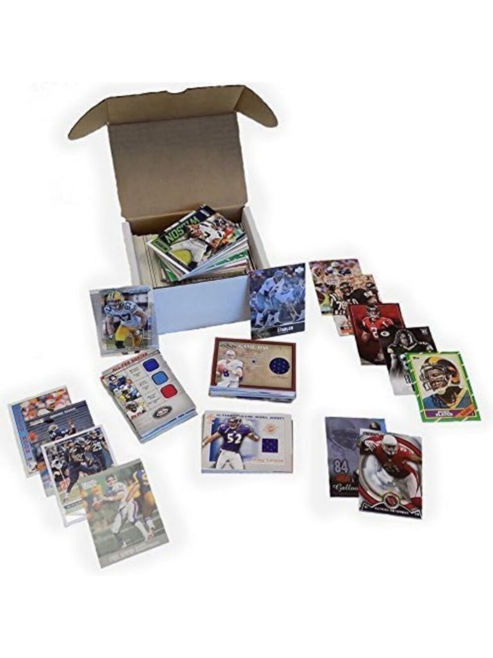 300+ NFL Football Cards Box with 3 Relic Autograph & Jersey Hits - Great for